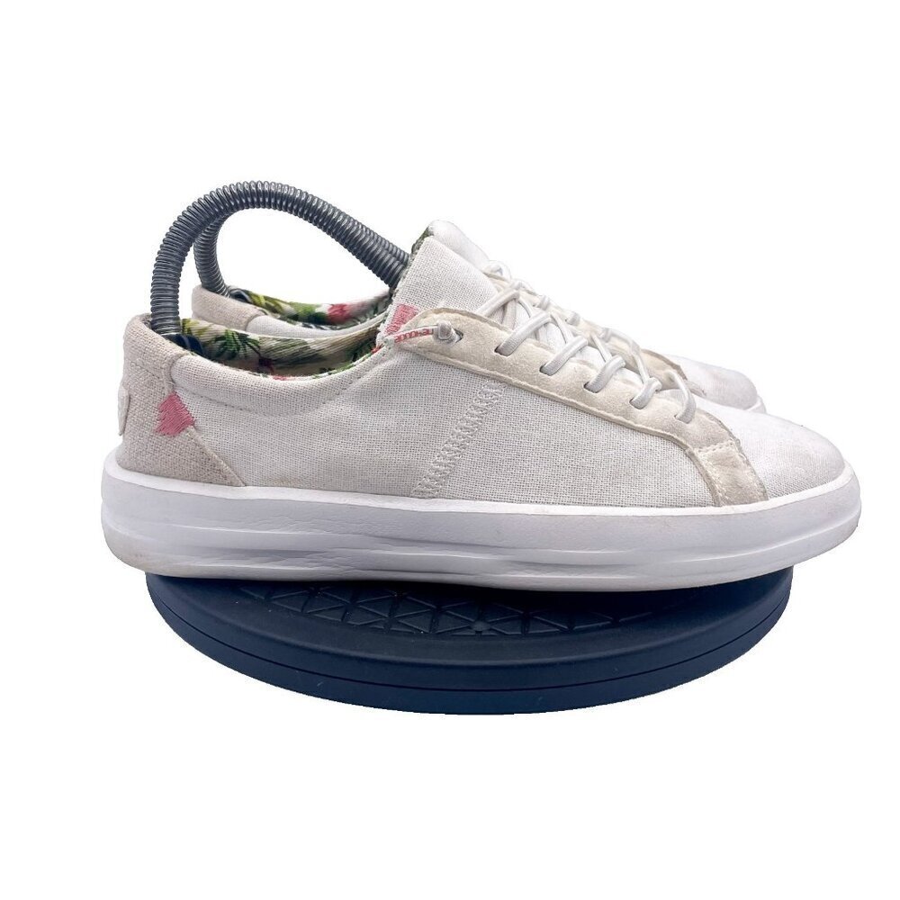 Hey Dude Karina Shoes Womens Size 7 White Natural Coconut Floral Slip On Casual